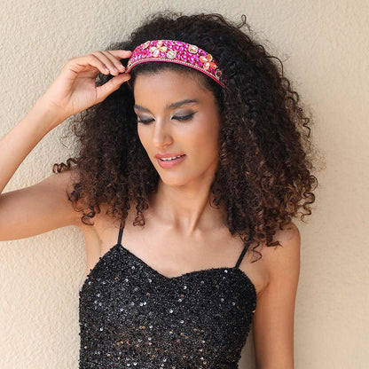Fashionable diamond inlaid four leaf clover Baroque retro full inlaid rhinestone sponge headband