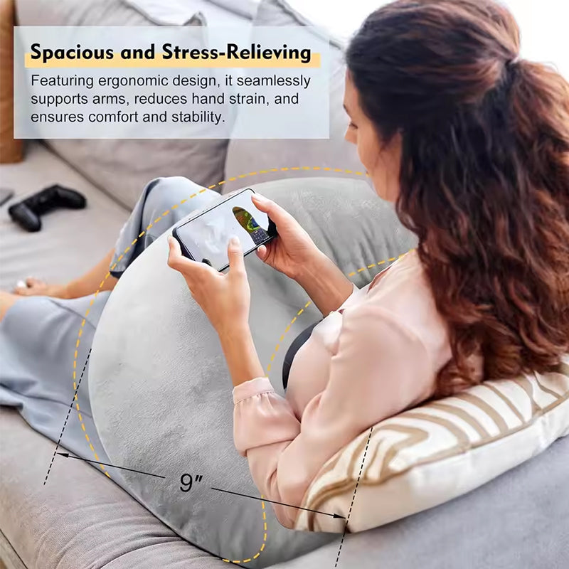 Reading pillow, crocheted arm-support for adults, portable, skin-friendly, TV &amp; breastfeeding.