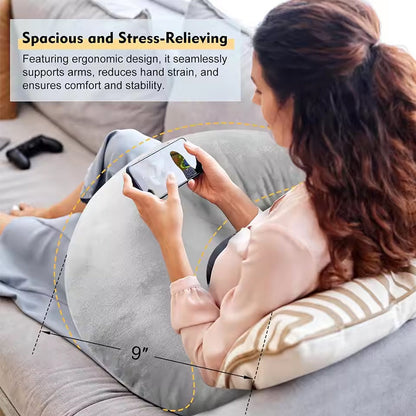 Reading pillow, crocheted arm-support for adults, portable, skin-friendly, TV &amp; breastfeeding.