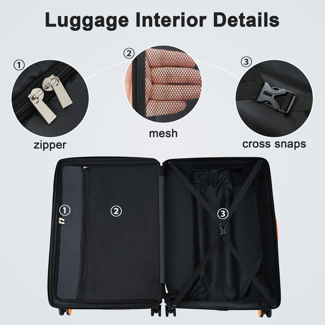 Contrast Color Hardshell Luggage 24inch Expandable Spinner Suitcase with TSA Lock Lightweight Green + ABS