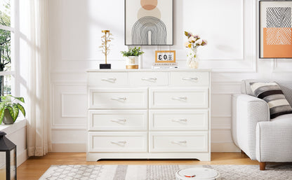 Bedroom dresser 9 drawer long dresser with antique handles wood chest of drawers for kids room 47.56&