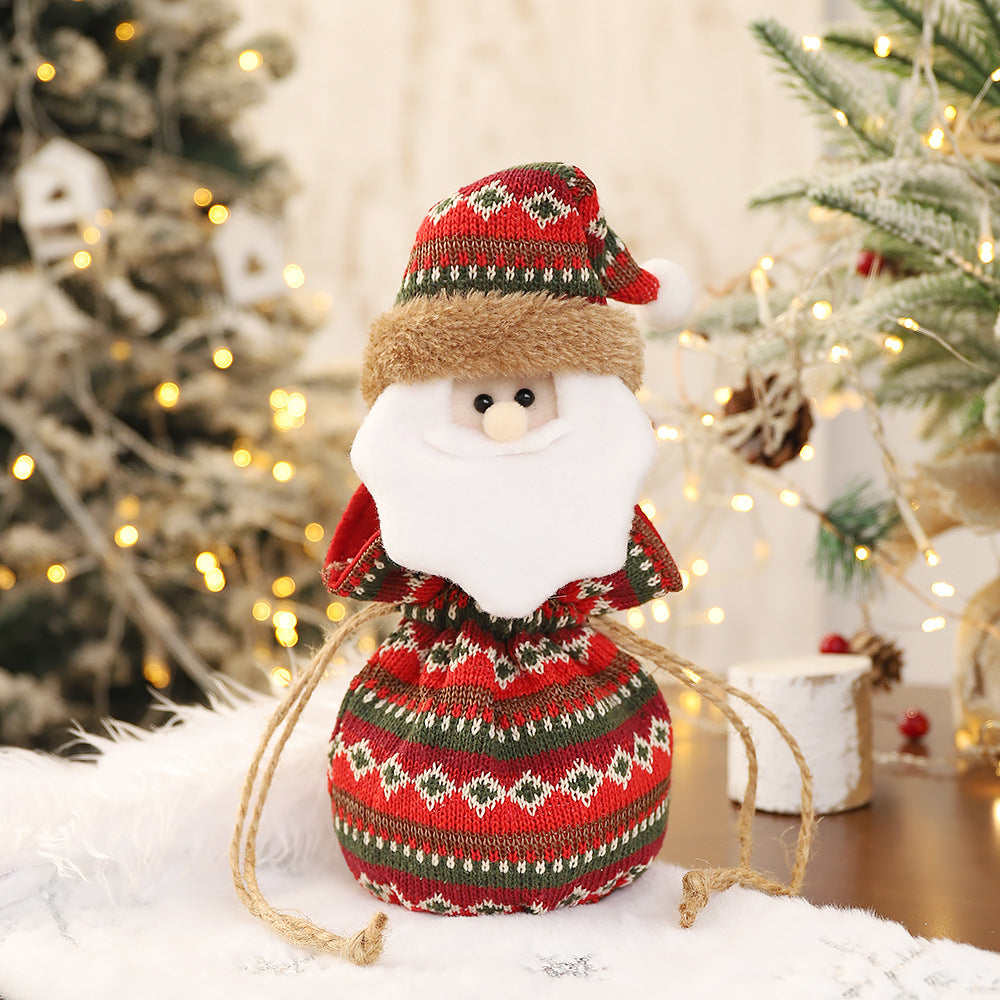 New 3D Knitted Fabric Doll Apple Bag Christmas Decorations Children&