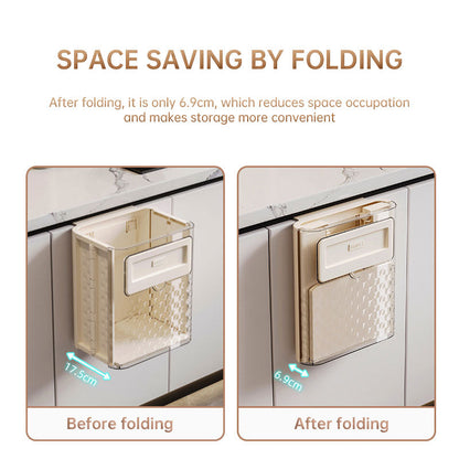 Kitchen folding trash can wall hanging large caliber leftovers bin transparent thickened folding trash can