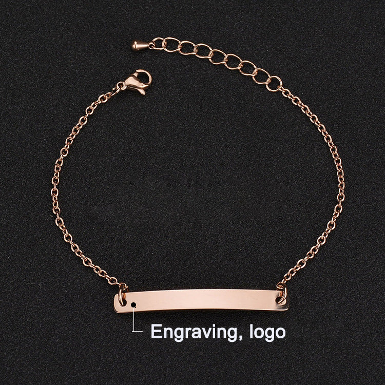 Stainless steel personalized engraved three color curved bracelet simple and personalized women&