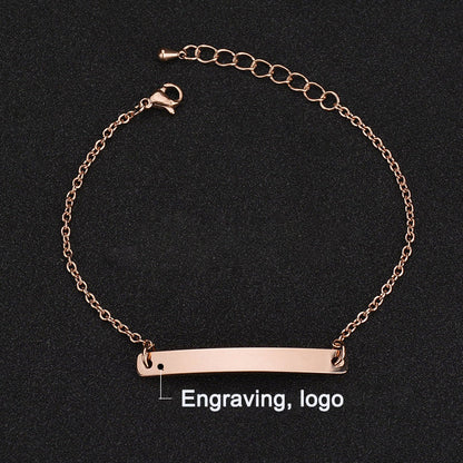 Stainless steel personalized engraved three color curved bracelet simple and personalized women&