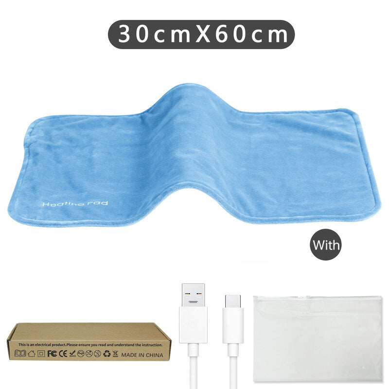 **5V USB grey heating pad (19.6x11.8") with 59" cable for cramps &amp; back pain, works as mini heated blanket.**