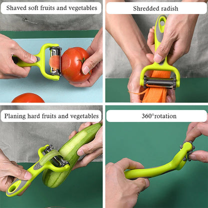 3 In 1 Rotary Peeler Fruit Vegetables Cabbage Graters Salad Carrot Potato Slicer Kitchen Multifunction Grater Julienne Peeler