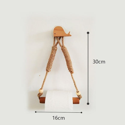 Nordic Indoor Wooden Solid Wood Hemp Rope Animal Tissue Holder Children&