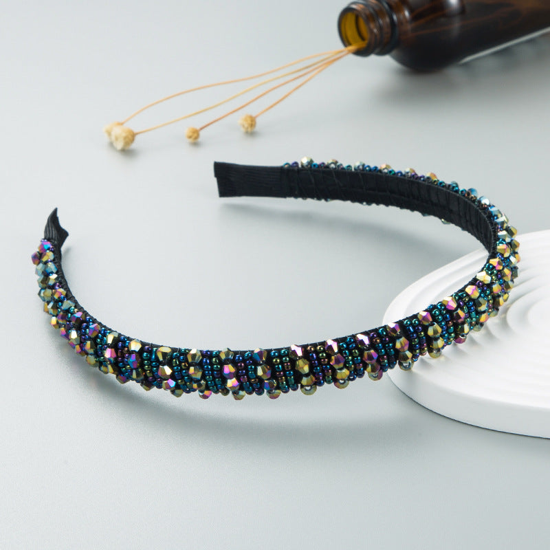 Hair Hoop Hand-woven Beaded Headband Female Baroque Sponge Hair Bundle Korean Face Wash Hair Accessories
