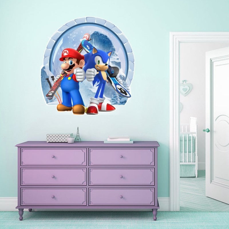 Sonic Mario cartoon stickers self-adhesive wholesale creative decoration graffiti wall stickers posters for children&