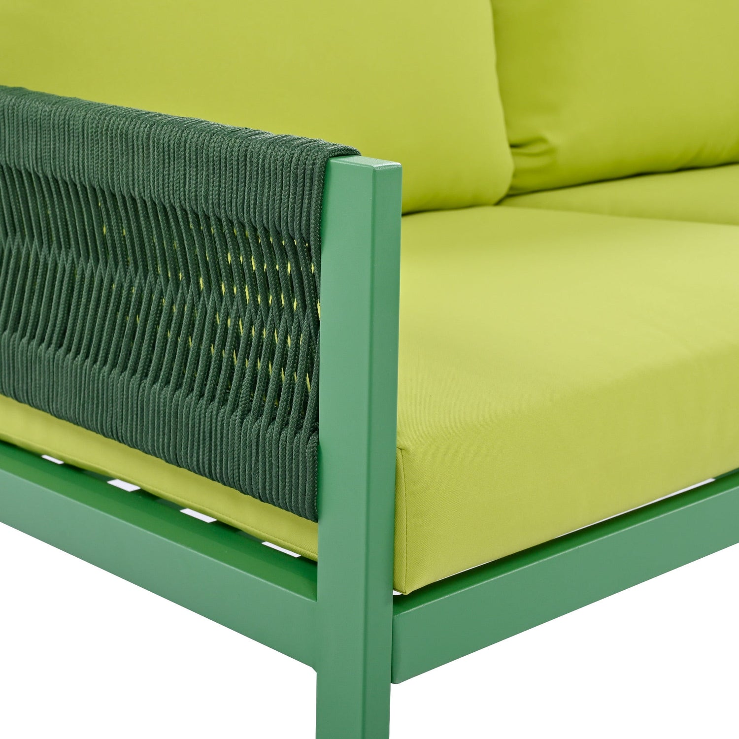 Outdoor Furniture with Tempered Glass Table,  Set Deep Seating with Thick Cushion  (Fluorescent Yellow &amp; Green)