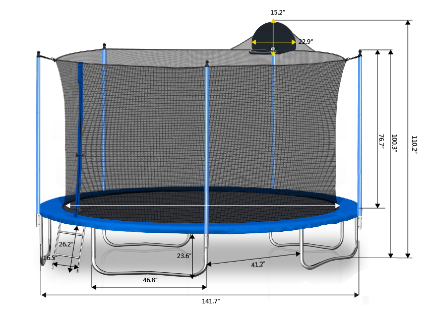 12FT Trampoline for Adults &amp; Kids with Basketball Hoop, Outdoor Trampolines w/Ladder and Safety Enclosure Net for Kids and adult