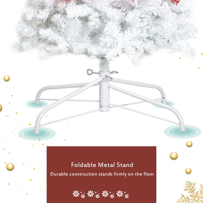 6FT hinge fir artificial fir curved top Christmas tree, bendable, 1250 lush branch hints, 300 LED Christmas lights