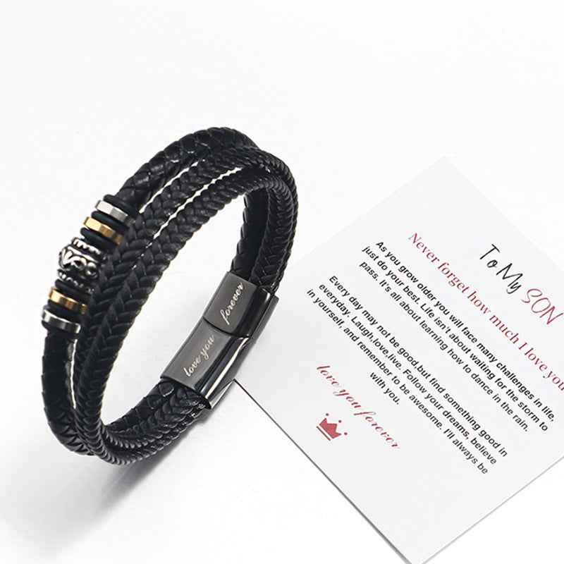 Stainless steel multi-layer woven bracelet men&