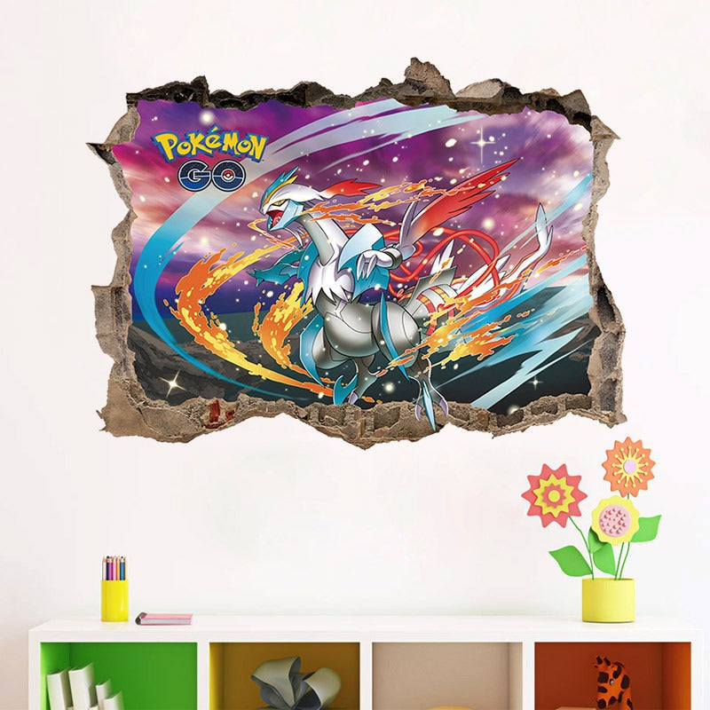 New 3D Pikachu Wall Sticker Pok é mon Wallpaper Self adhesive Cartoon Graffiti Anime Poster Children&