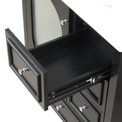 30" Bathroom Vanity with Sink, Bathroom Vanity Cabinet with Three Drawers and Door, Solid Wood and MDF, Black