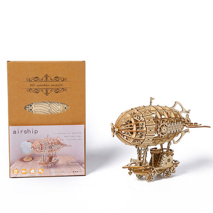 3D creative three-dimensional puzzle manual DIY wooden airship assembly tabletop decoration model children&