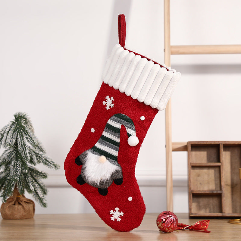 Christmas decorations, candy socks, embroidered Santa Claus socks, Christmas children&