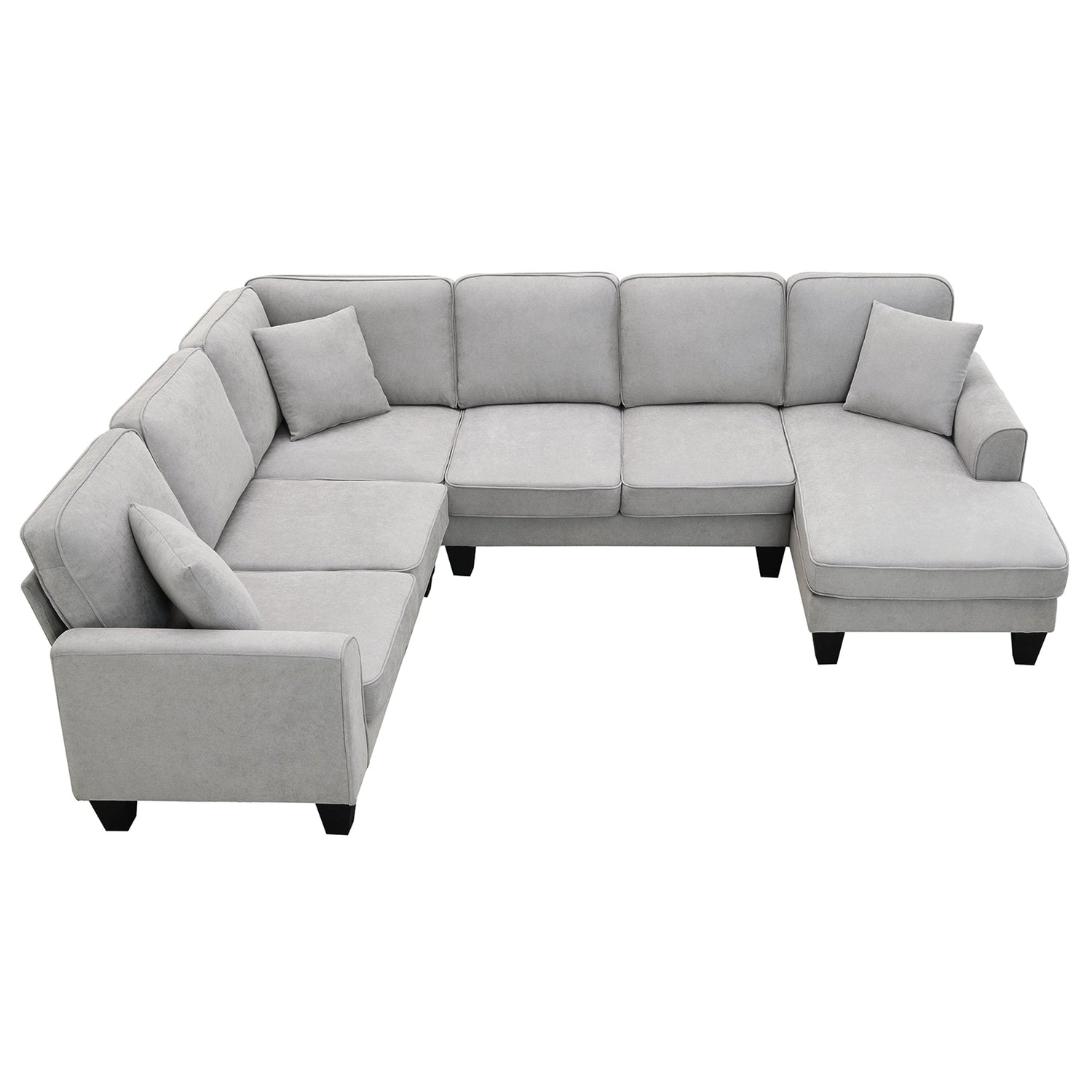 [VIDEO provided] [New] 108*85.5" Modern U Shape Sectional Sofa 7 Seat Fabric Sectional Sofa Set