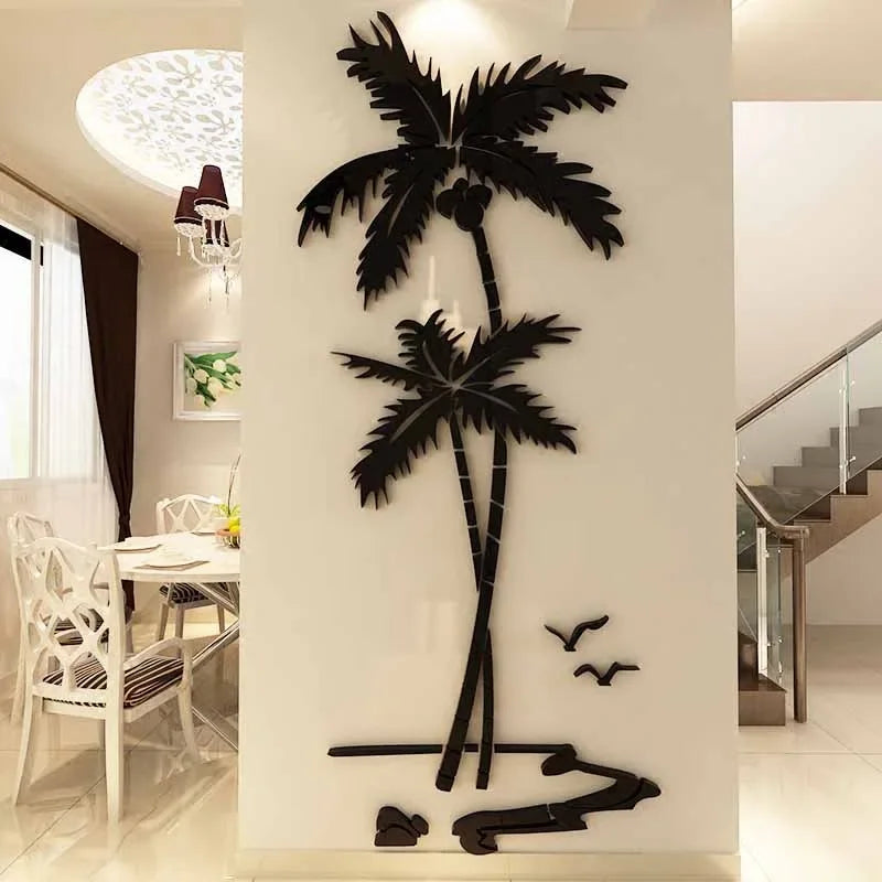 3D Coconut Tree Acrylic Mirror Wall Sticker For Children&