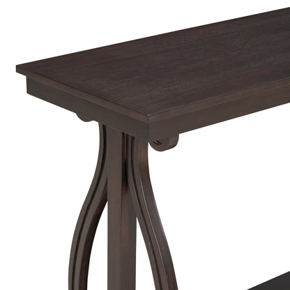 48-Inch Rustic Vintage Console Table --- Farmhouse Style Entryway Table with Open Shelf and Sturdy Construction  (Espresso)
