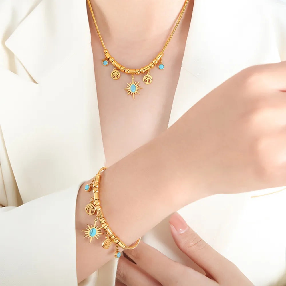 Gold-Plated Titanium Steel Charm Bracelet
