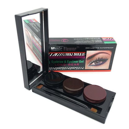 Music Flower Brand Makeup Eyeliner Gel &amp; Eyebrow Powder Palette Waterproof Lasting Smudgeproof Cosmetics Eye Brow Enhancers