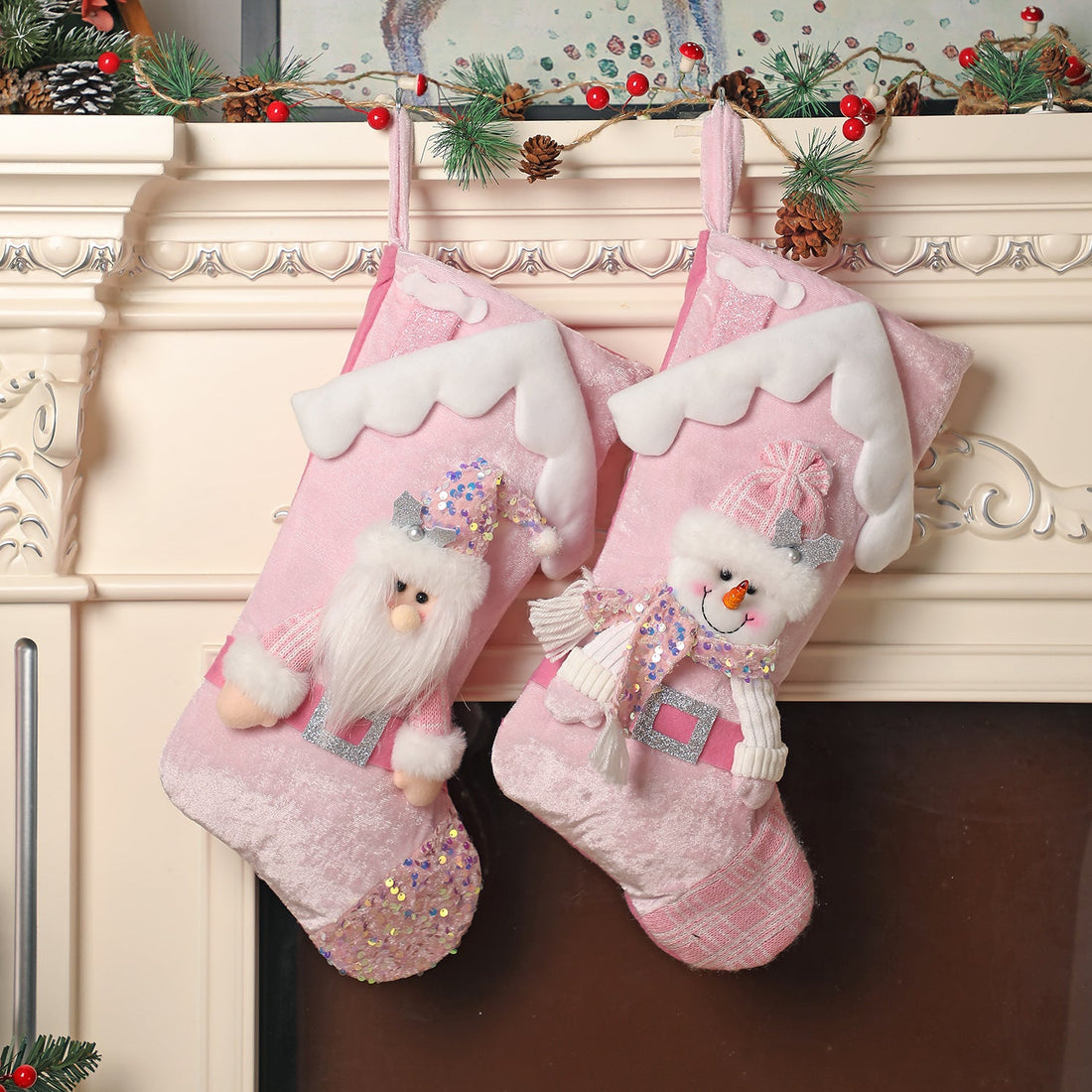 Christmas decoration, pink sequins, children&