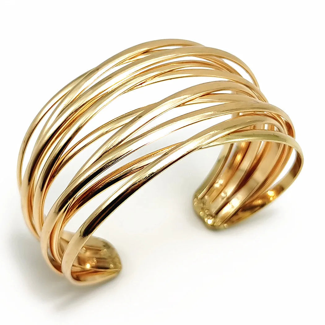 Fashion Alloy Round Chain Charms Cuff Bracelet For Women Female Gold&amp;Silver Color Bracelets Jewelry