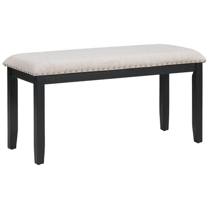 TREXM Modern Style 6-piece Dining Table with 4 Chairs &amp; 1 Bench (White)