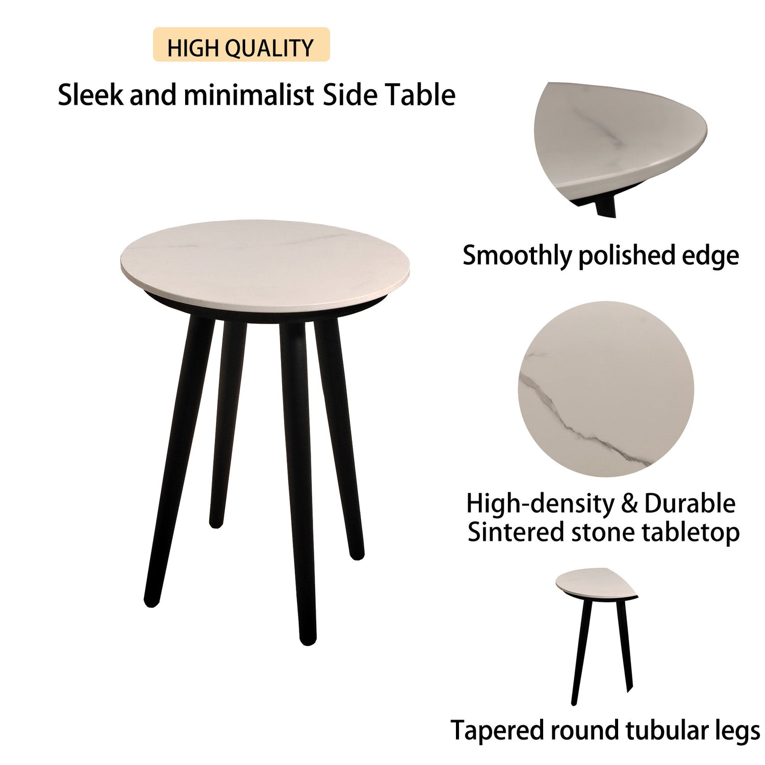 3PC Outdoor Aluminum Patio Furniture Chaise Lounge Set, 2 Chaise &amp; 1 End Table with Modern Tapered Feet,Pneumatic Adjustable Bac