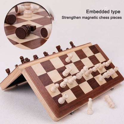 Magnetic Chess Folding Solid Wood Double Queen Set Chessboard Adult Board Game Children&