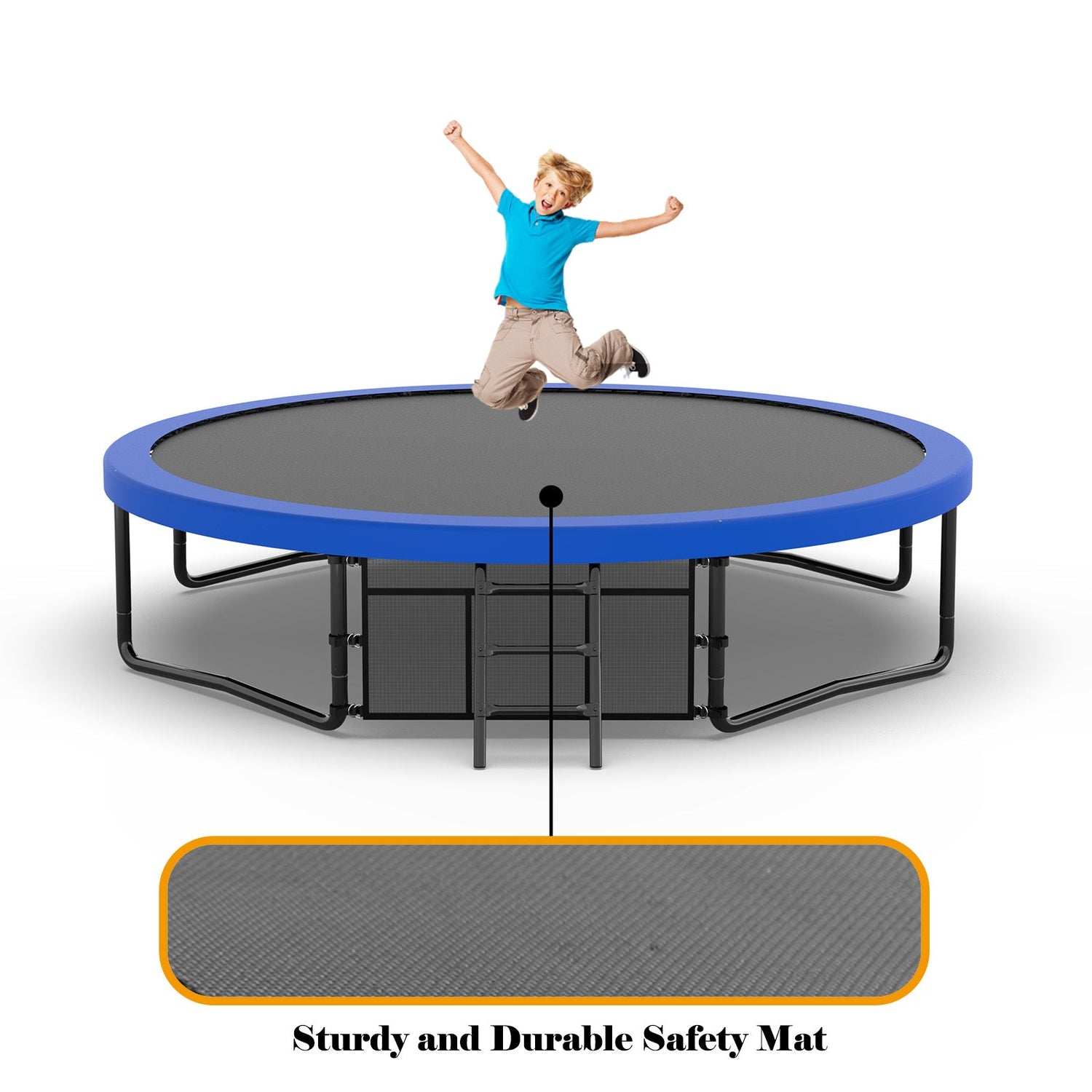12FT Recreational Kids Trampoline with Safety Enclosure Net &amp; Ladder, Outdoor Recreational Trampolines