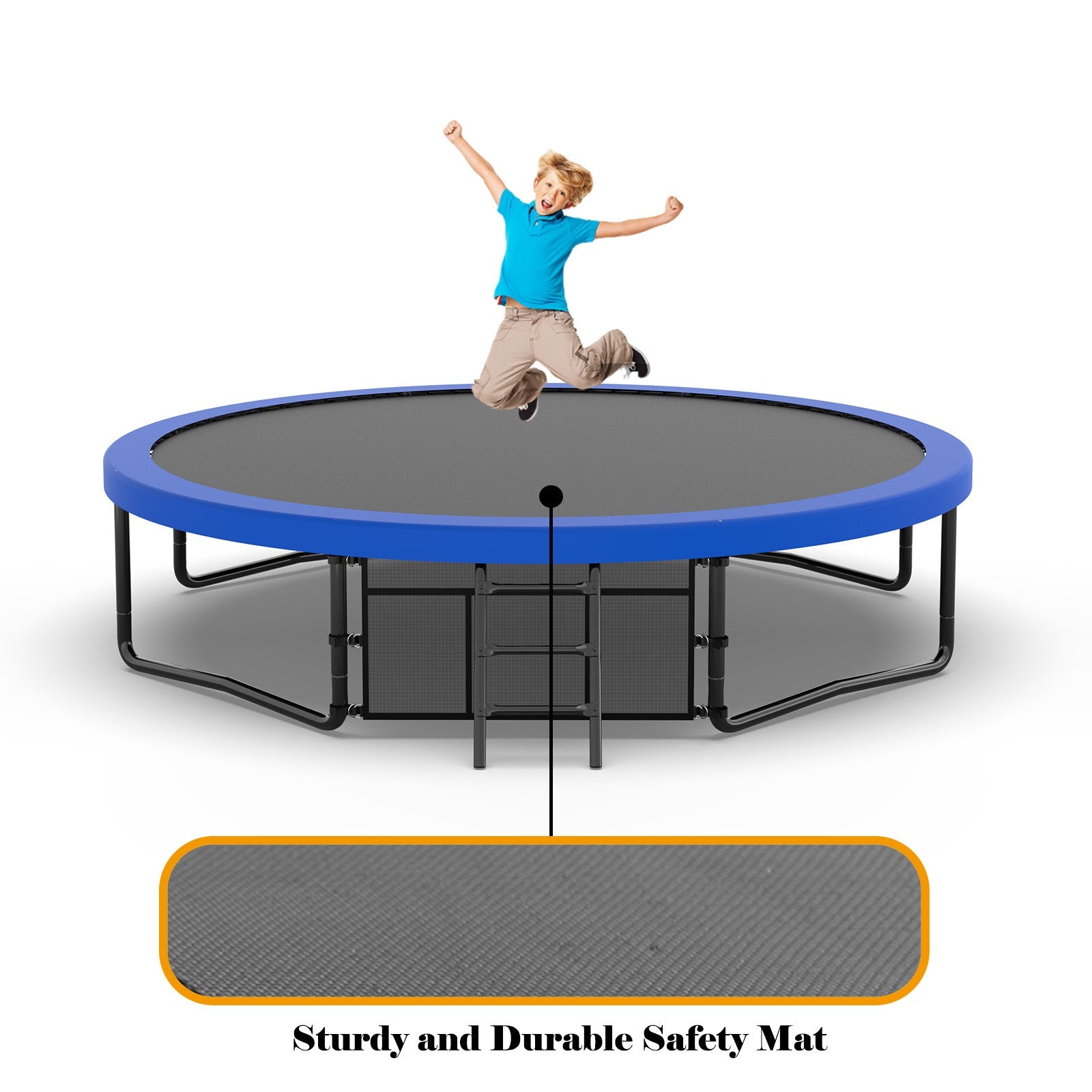 12FT Recreational Kids Trampoline with Safety Enclosure Net &amp; Ladder, Outdoor Recreational Trampolines