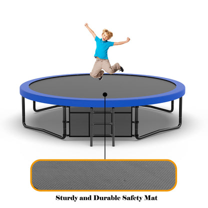 12FT Recreational Kids Trampoline with Safety Enclosure Net &amp; Ladder, Outdoor Recreational Trampolines