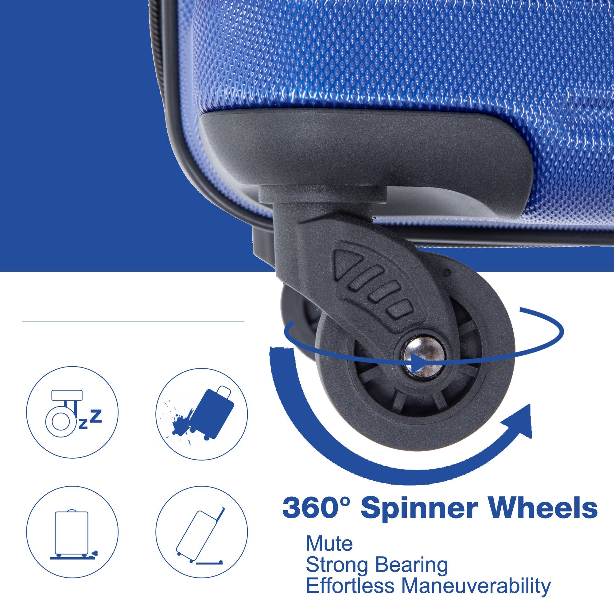 3 Piece Luggage Sets PC Lightweight &amp; Durable Expandable Suitcase with Two Hooks, Spinner Wheels, TSA Lock, (21/25/29) Dark Blue
