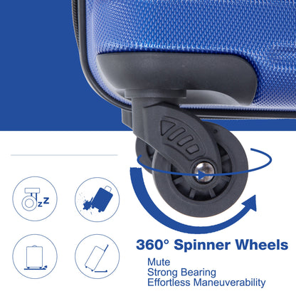 3 Piece Luggage Sets PC Lightweight &amp; Durable Expandable Suitcase with Two Hooks, Spinner Wheels, TSA Lock, (21/25/29) Dark Blue