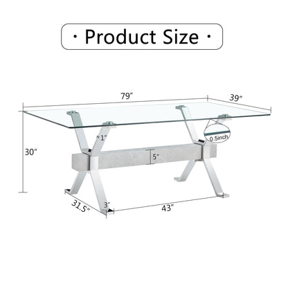 Dining table Modern tempered glass dining table 79 &