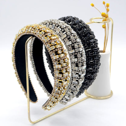 Luxury Sparkly Full Crystal Pearl Baroque Hairband Padded Rhinestone Princess Headband For Headdress Birthday Hair Jewelry