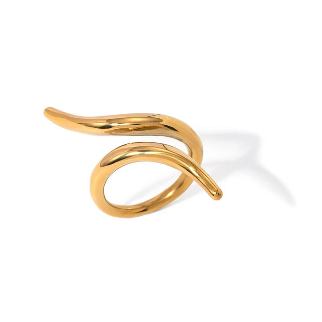 Jewelryposter Stainless Steel Geometric Open Ring Fashion Gold Metal Finger Women&