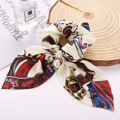New Pearl Pendant Large Intestine Ring Hair Loop Women&
