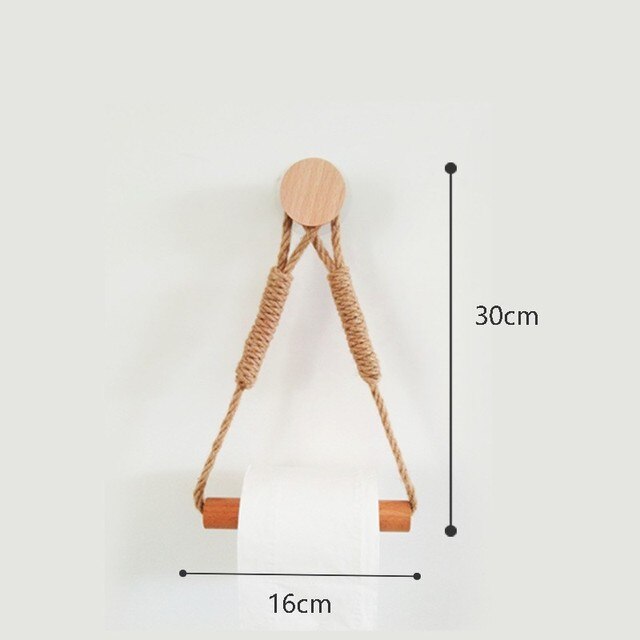 Nordic Indoor Wooden Solid Wood Hemp Rope Animal Tissue Holder Children&
