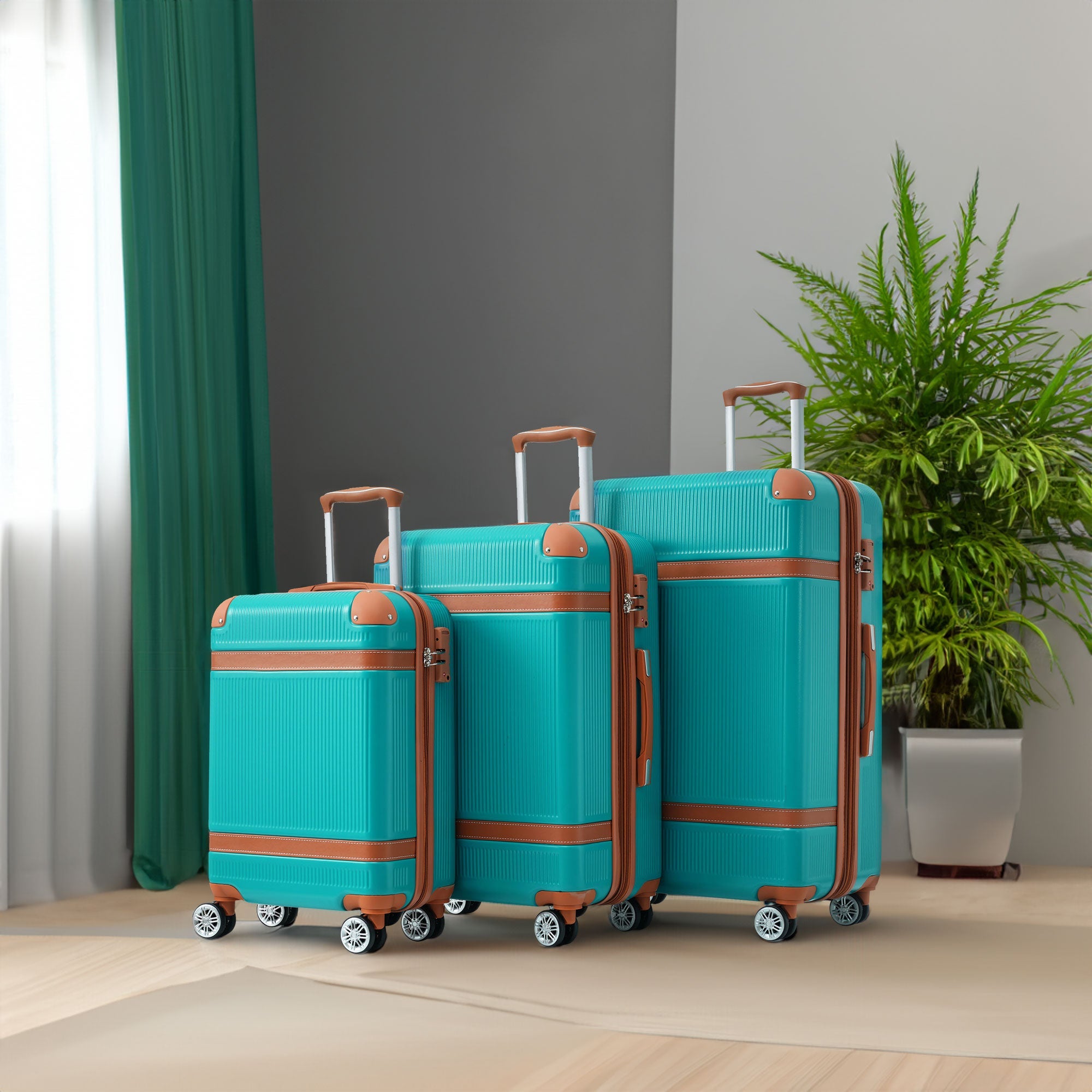 Hardshell Luggage Sets 3 Piece double spinner 8 wheels Suitcase with TSA Lock Lightweight 20&