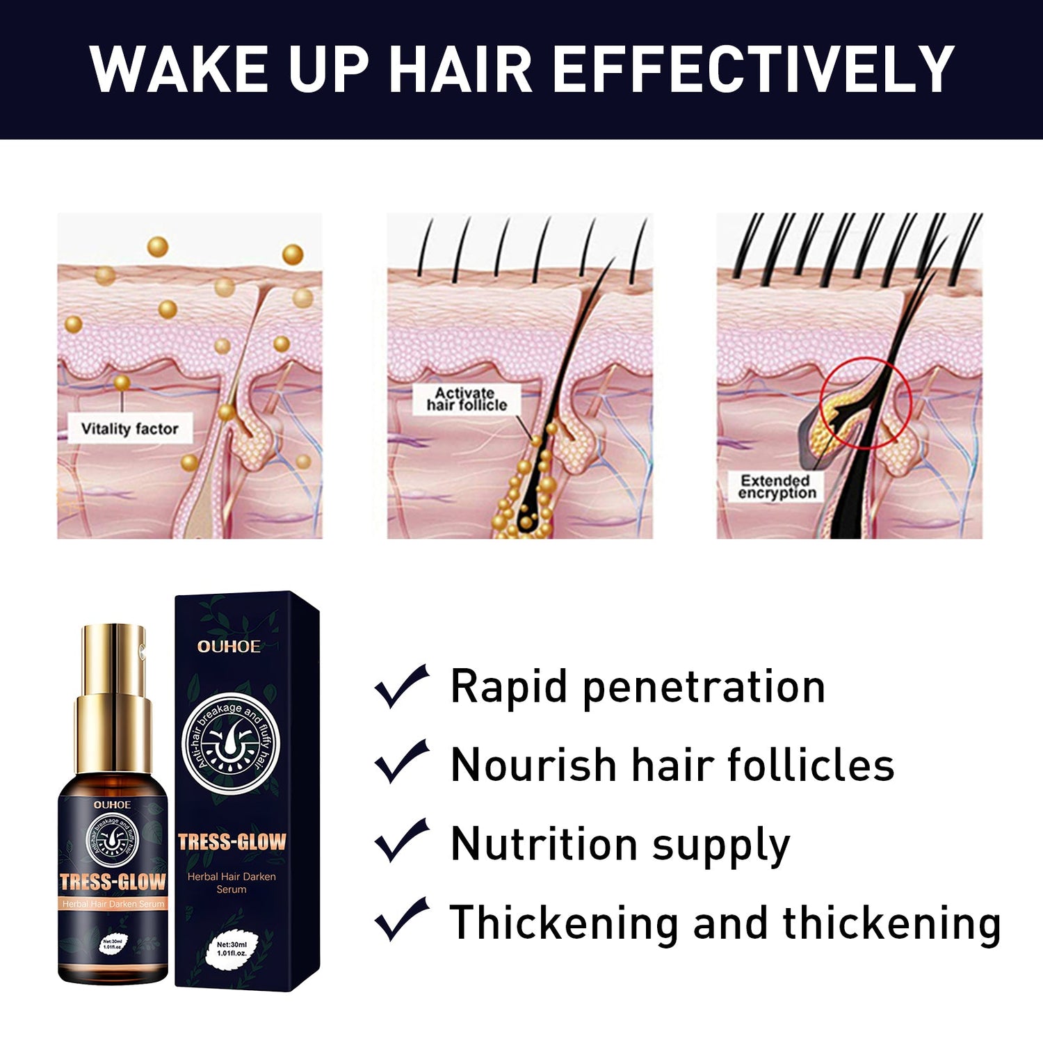 Herbal Hair Essence, Moisturizes Scalp Strong Hair Roots Thick Beard Care Essence