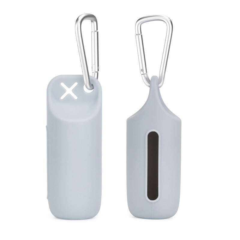 Silicone dog poop bag holder with dispenser, portable, hanging ring &amp; storage case