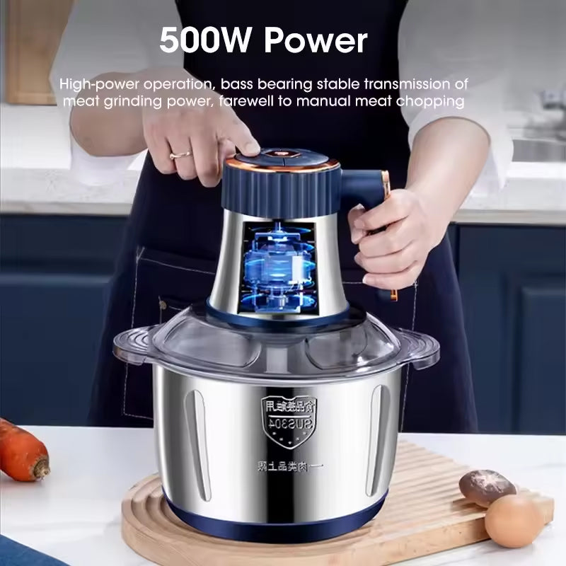 Electric Meat Grinders, 5L Food Processor, Stainless Steel Multifunctional Vegetable Slicer, Kitchen Chopper &amp; Mixer