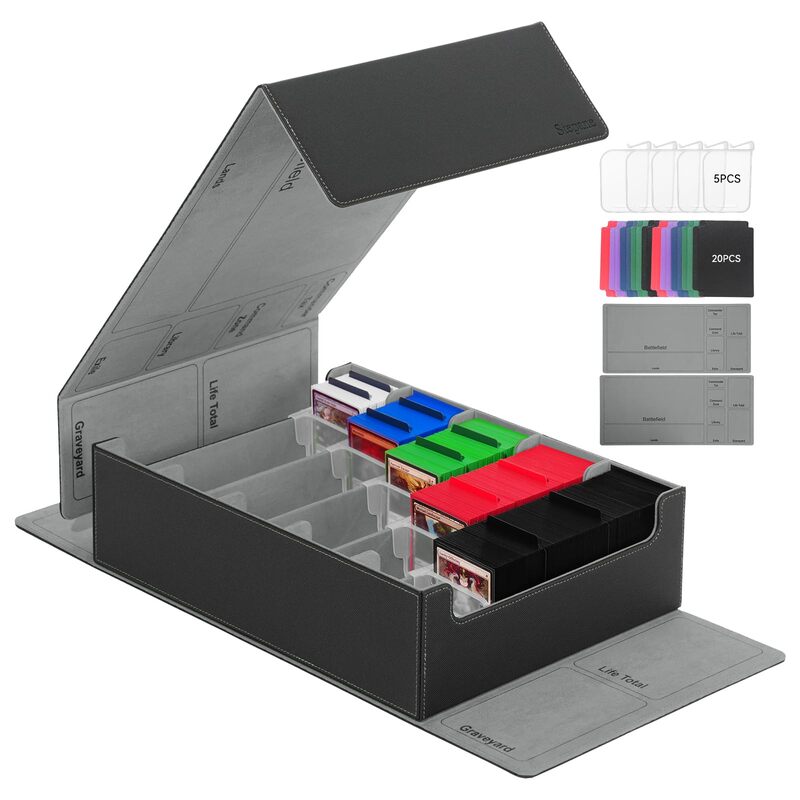 3800+ Capacity Card Storage Box. Includes 20 Dividers, 5 Supporters, Leather Magnetic Closure. Great for YuGiOh &amp; MTG Cards.