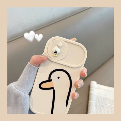 Net Red Duck for Apple 13 Mobile Phone Case Push Window iPhone14promax Women&