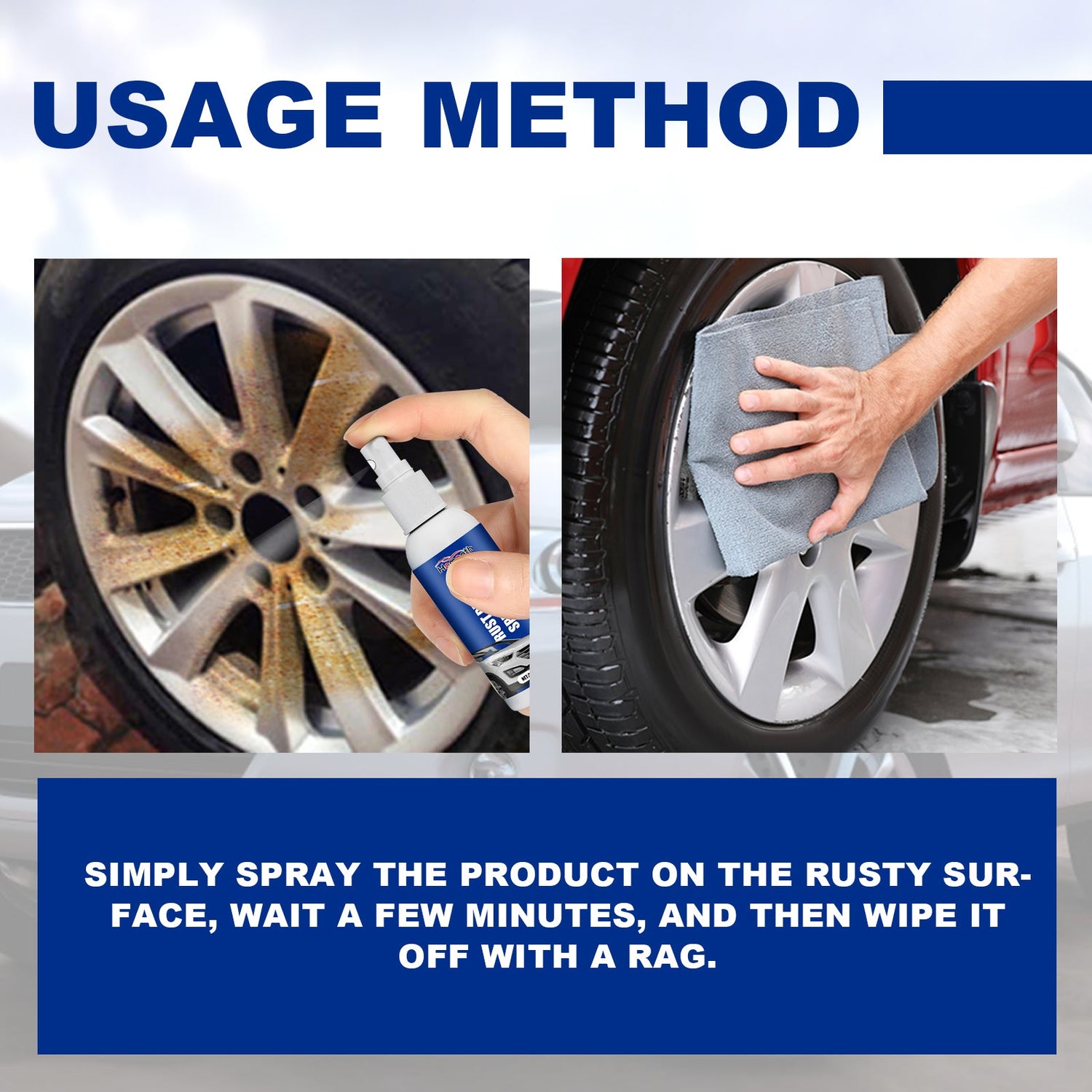 Rust Remover Spray, Car Wheel Reconditioning Rust Removal Paint Polishing Cleaning Decontamination Spray