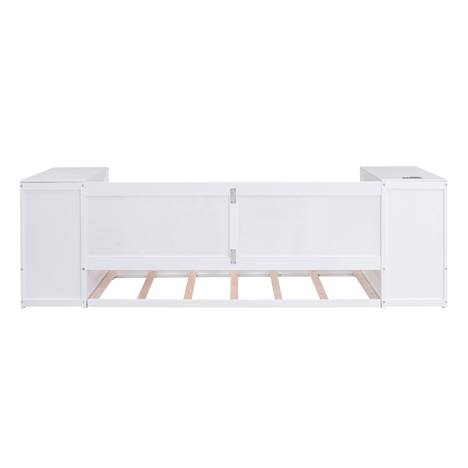 Twin Size Daybed with Storage Arms  Trundle and Charging Station White
